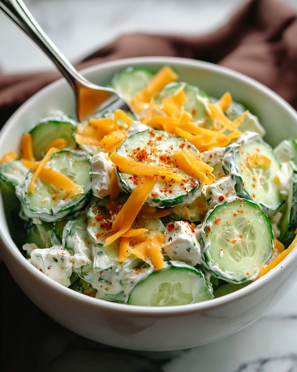 Cucumber Snack with Cheese and Savory Toppings Recipe - Recipe Image