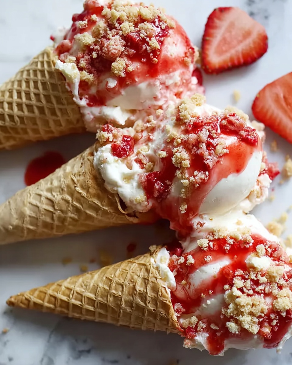 Strawberry Crunch Cheesecake Cones Recipe - Recipe Image