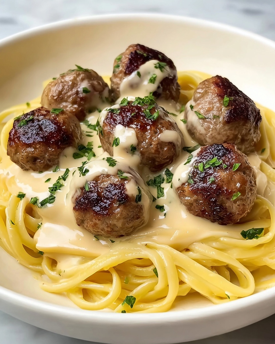 Parmesan Linguine with Garlic Butter Meatballs Recipe - Recipe Image