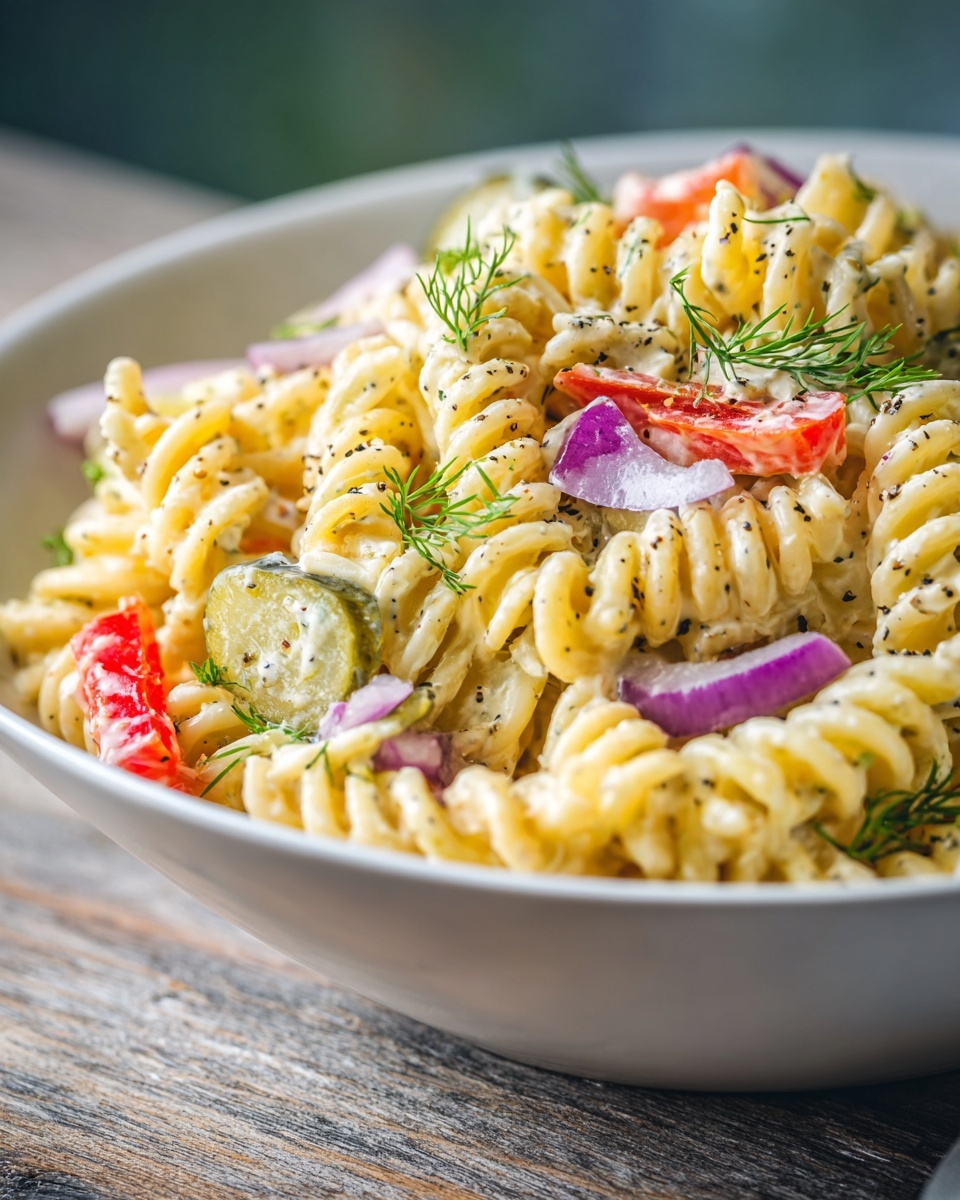 Tangy Dill Pickle Pasta Salad Recipe - Recipe Image
