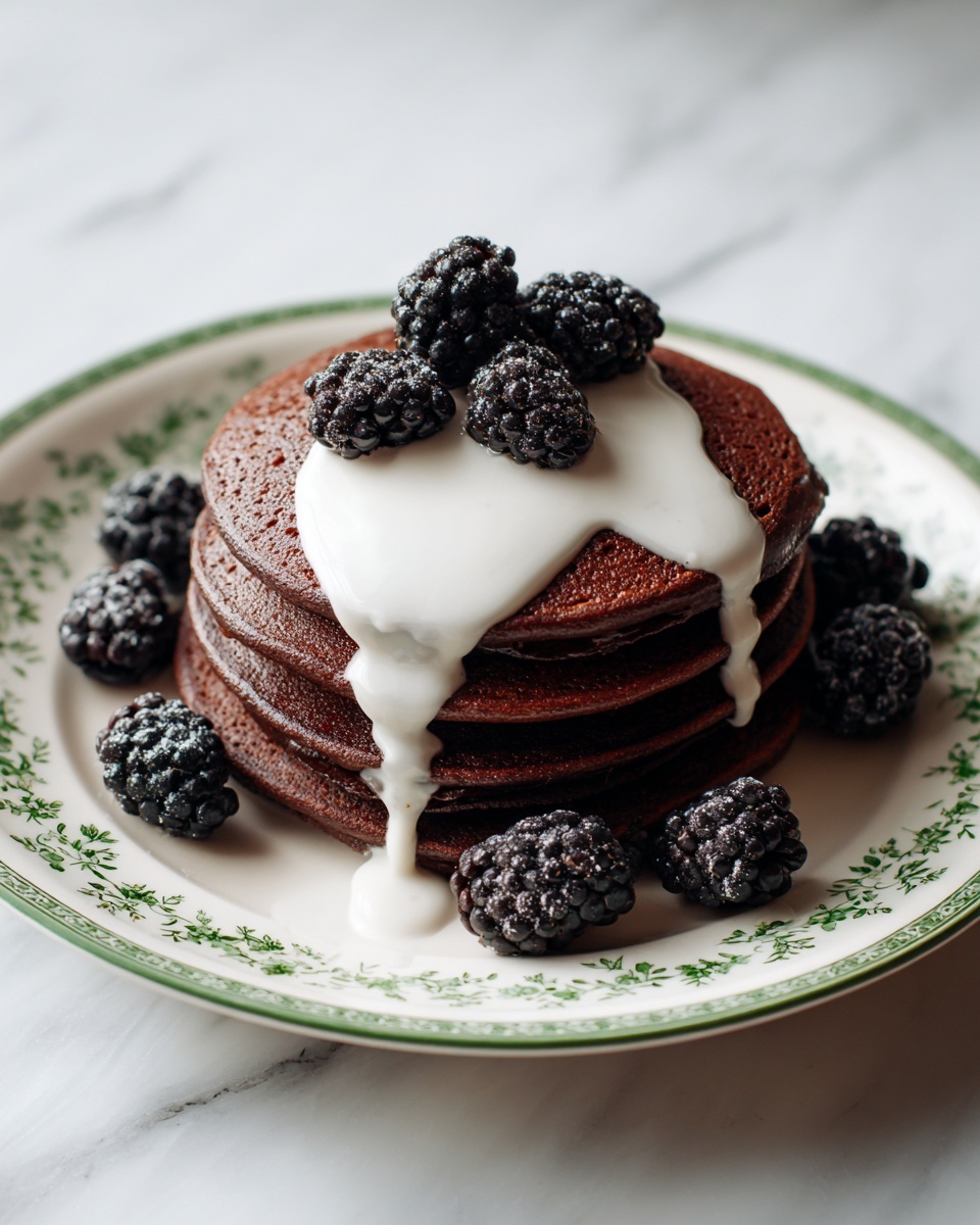 Activated Charcoal Pancakes with Blackberry Compote Recipe - Recipe Image