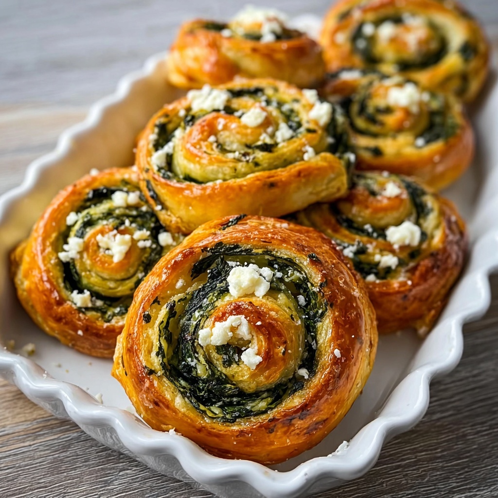 Spinach Feta Puff Pastry Pinwheels Recipe - Recipe Image