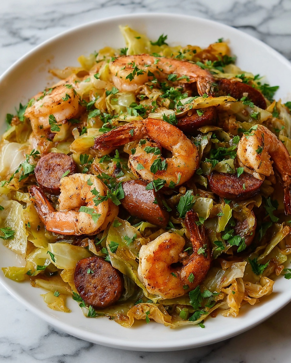 Fried Cabbage with Shrimp & Sausage Recipe - Recipe Image