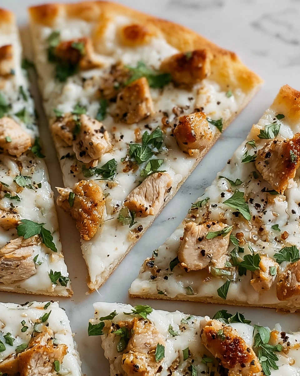 Roasted Garlic White Chicken Pizza Recipe - Recipe Image