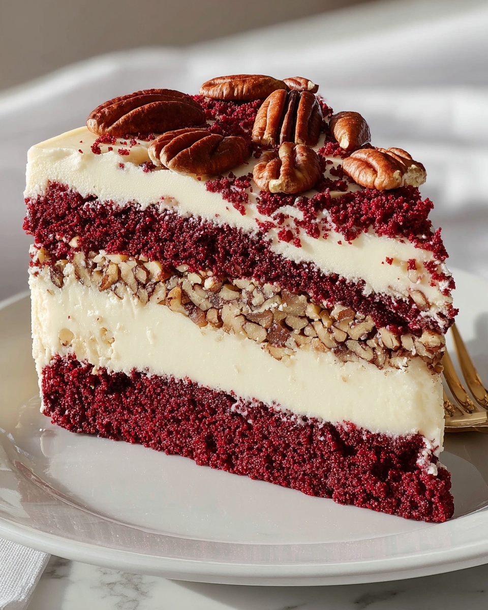 Pecan Red Velvet Cheesecake Recipe - Recipe Image