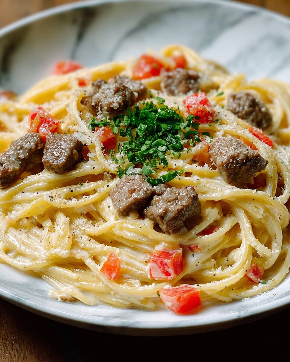 Creamy Italian Spaghetti with Ground Beef Recipe - Recipe Image