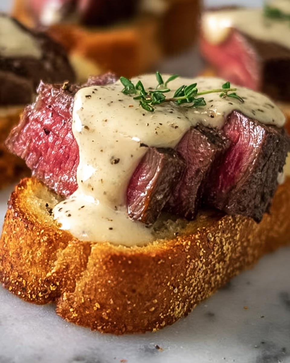 Beef Tenderloin Crostini with Parmesan Cream Sauce Recipe - Recipe Image
