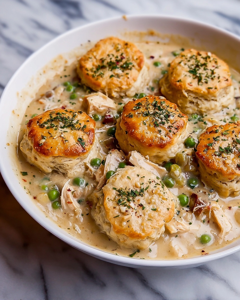 Chicken Pot Pie with Cheddar Chive Biscuits Recipe - Recipe Image