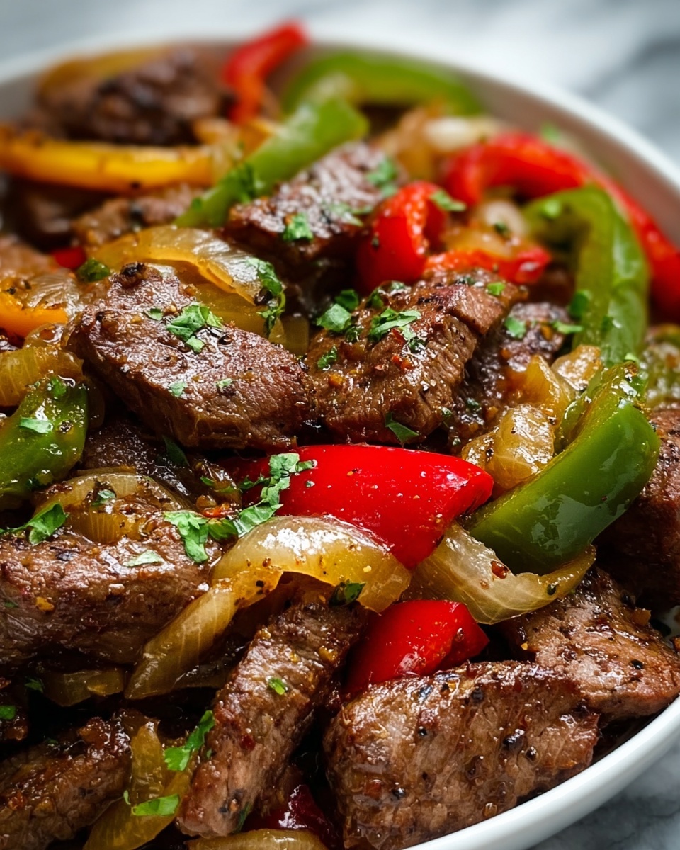 Pepper Steak with Bell Peppers and Onion Recipe - Recipe Image