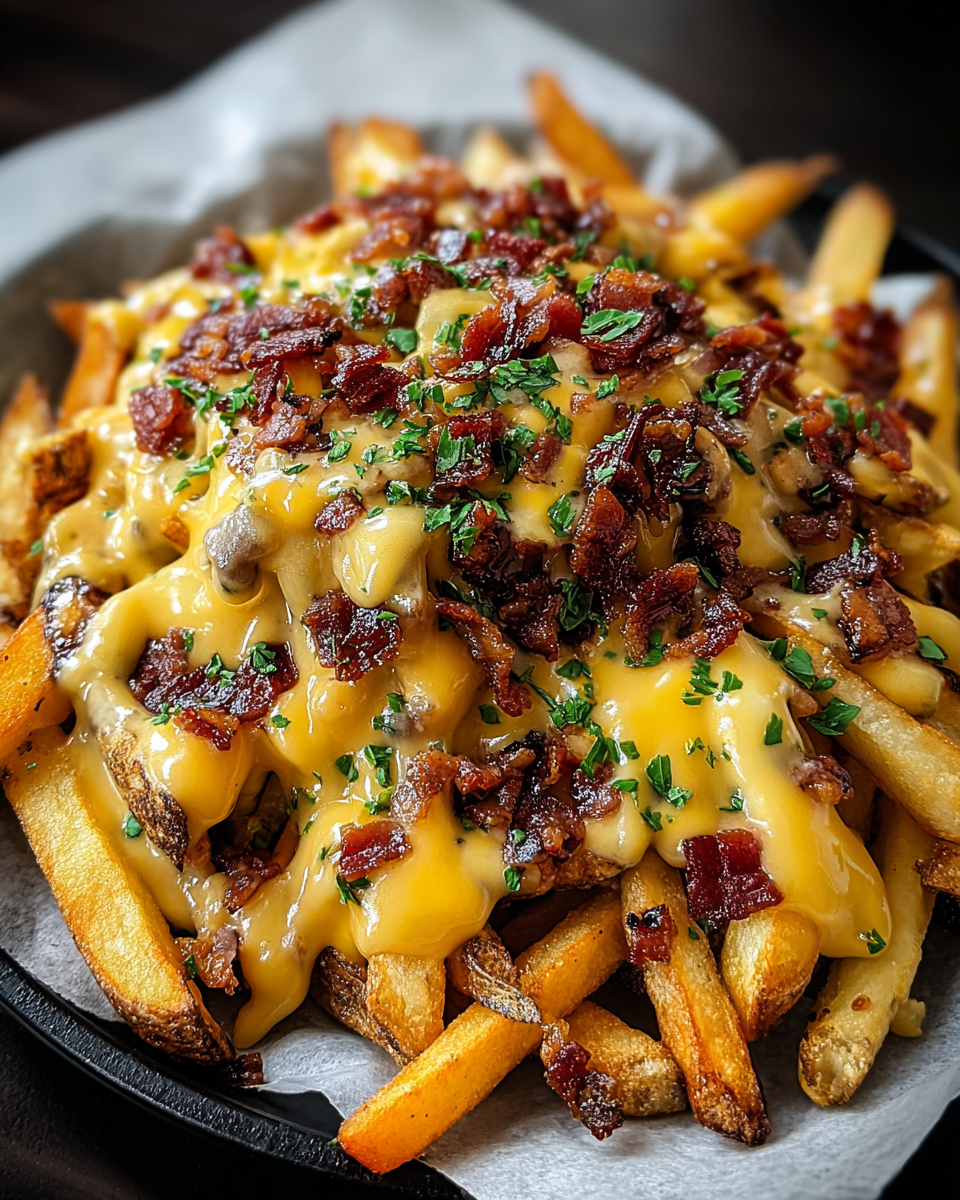 Loaded Fries with Cheddar, Bacon, and Green Onions Recipe - Recipe Image