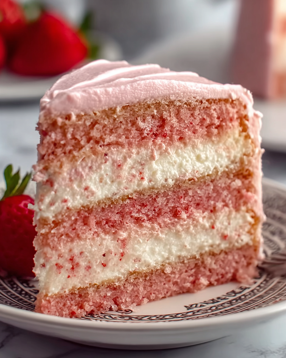 Strawberry Cake With Frosting Recipe - Recipe Image