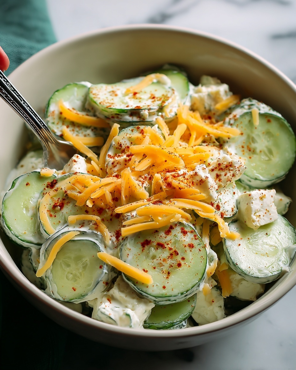 Cucumber Snack with Cheese and Savory Toppings Recipe - Recipe Image