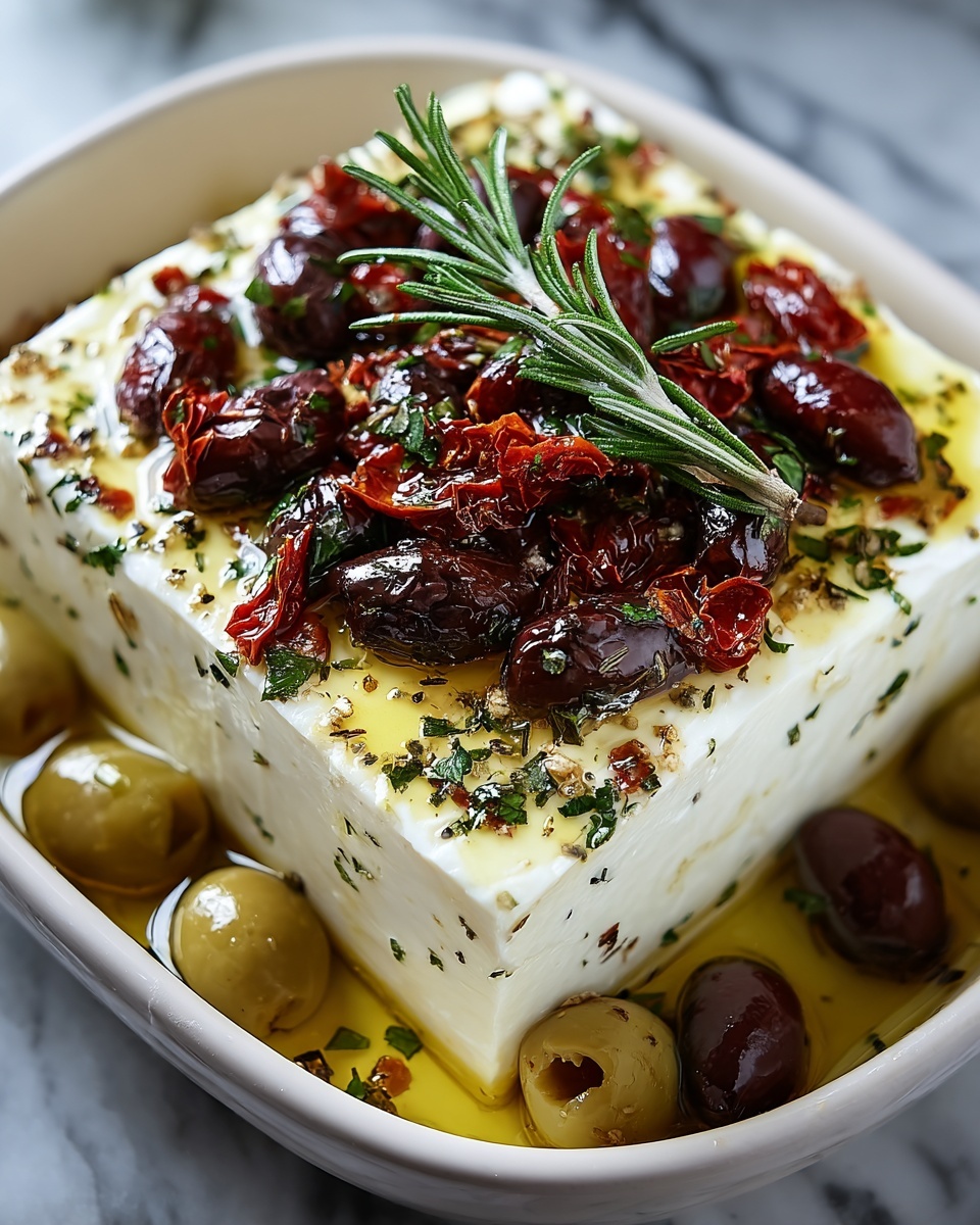 Baked Feta with Olives and Sun-Dried Tomatoes Recipe - Recipe Image