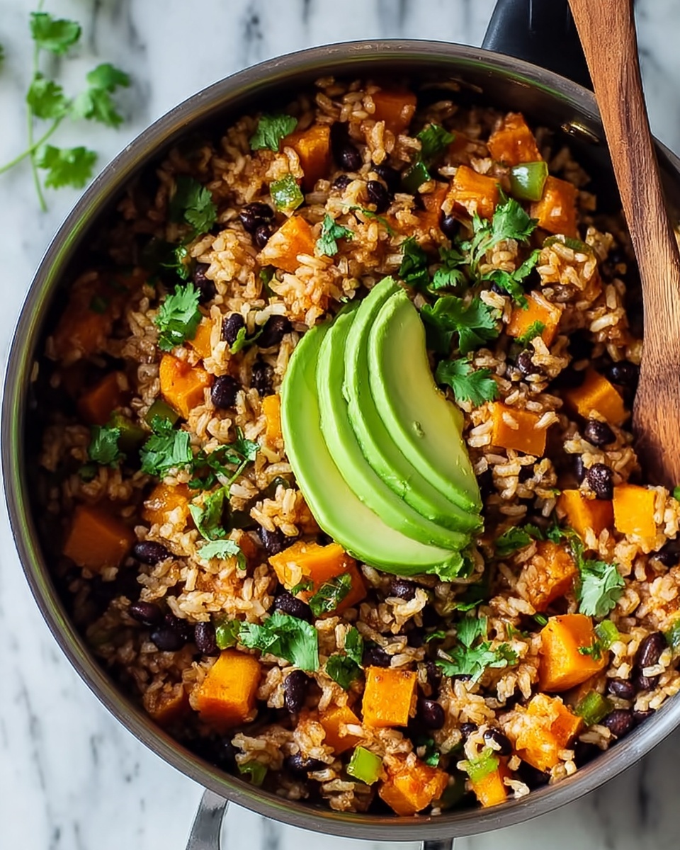 Southwest Sweet Potato Black Bean & Rice Skillet Recipe - Recipe Image