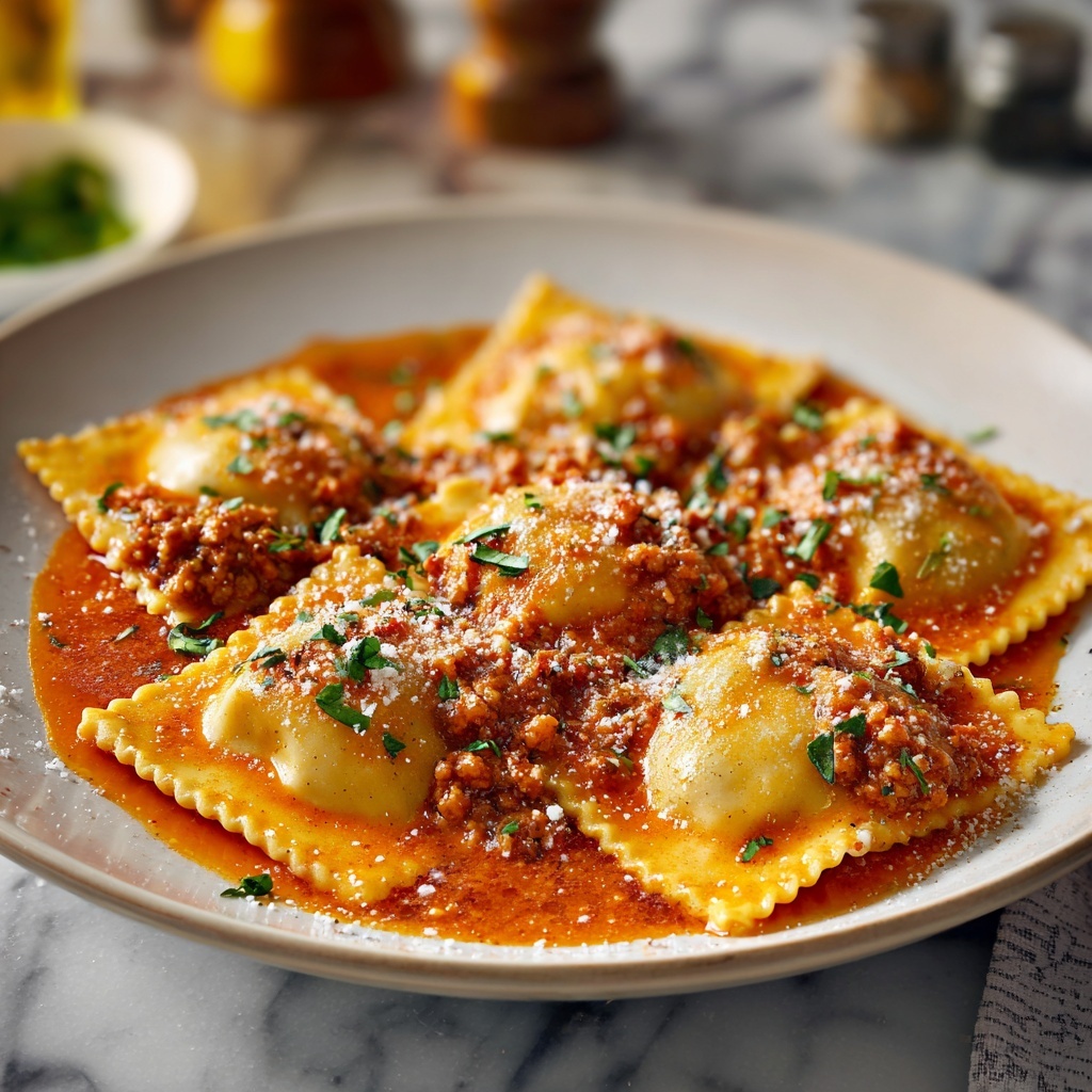 Raviolis with Creamy Harissa Sauce Recipe - Recipe Image