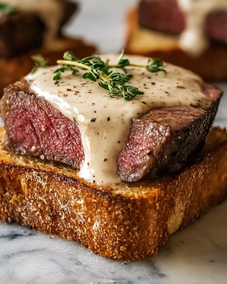 Beef Tenderloin Crostini with Parmesan Cream Sauce Recipe