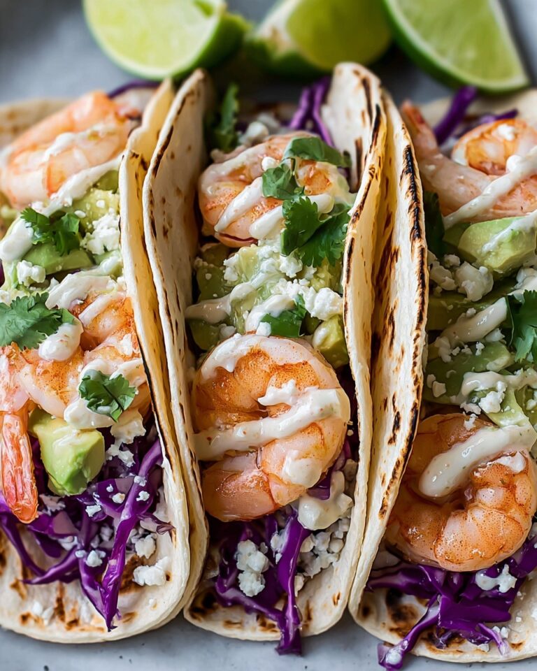 Shrimp Tacos with Cabbage, Avocado, and Lime Recipe