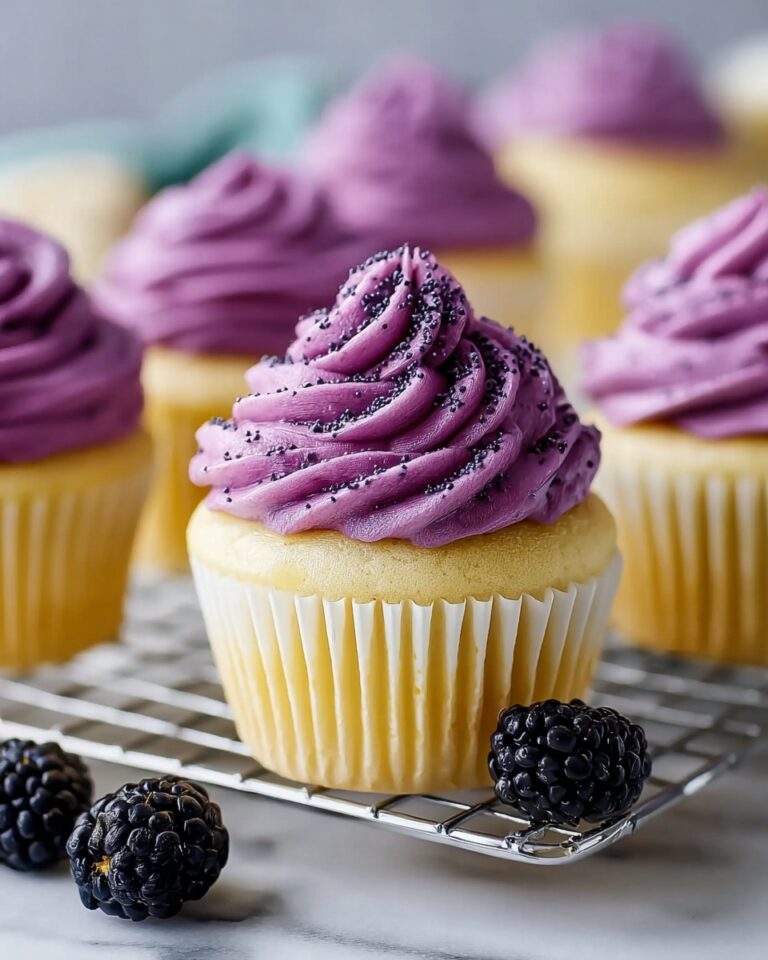 Lemon Poppy Seed Cupcakes with Blackberry Frosting Recipe