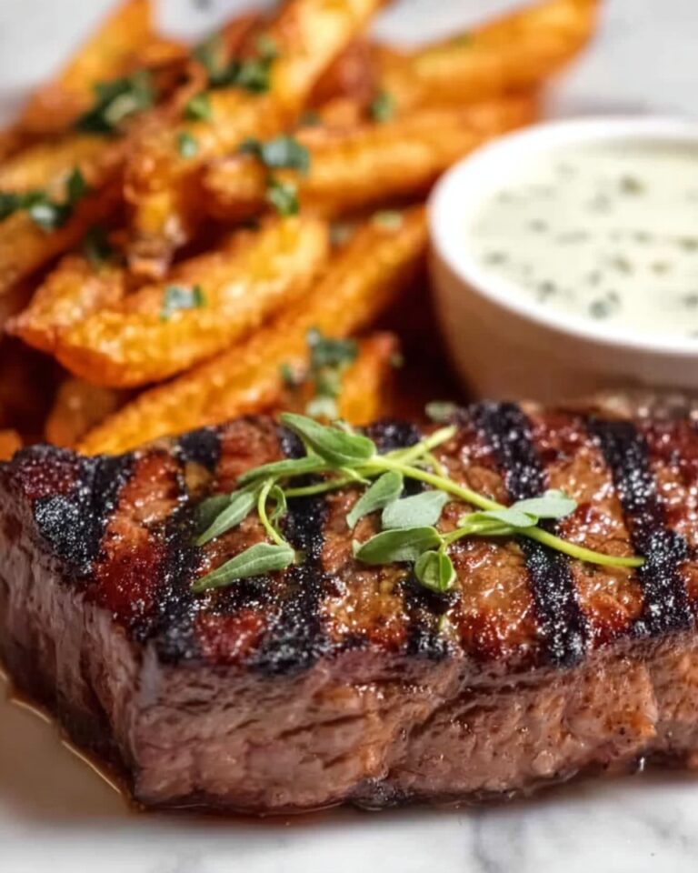 Tremendous Ribeye Steak with French Onions and French Fries Feast Recipe