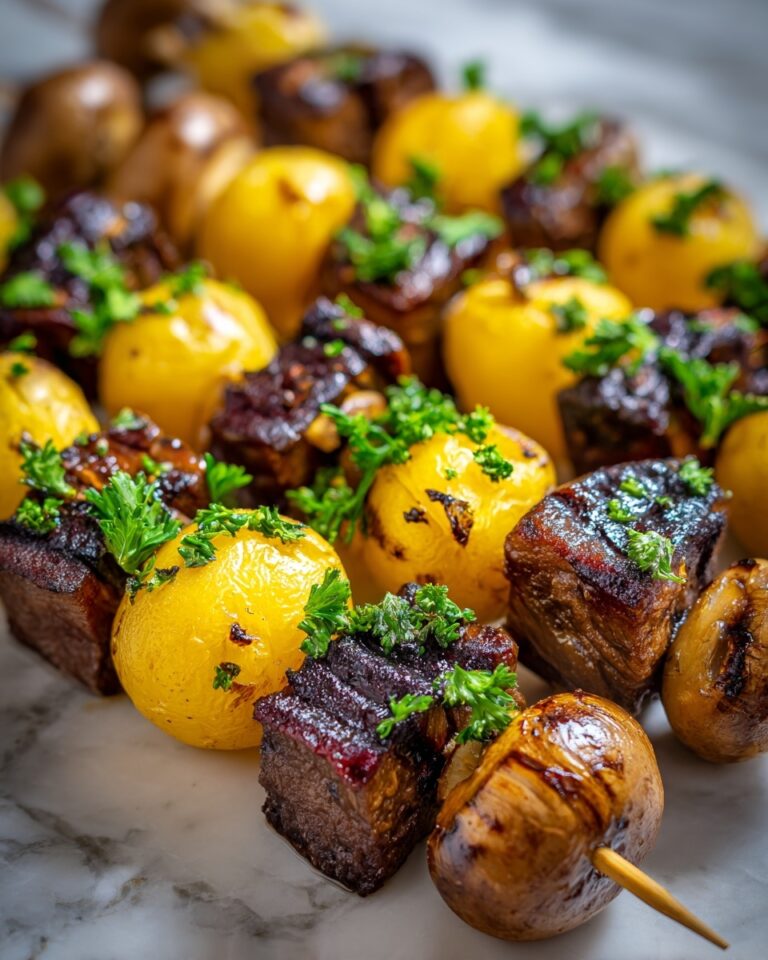 Grilled Steak, Potato, and Mushroom Kabobs Recipe